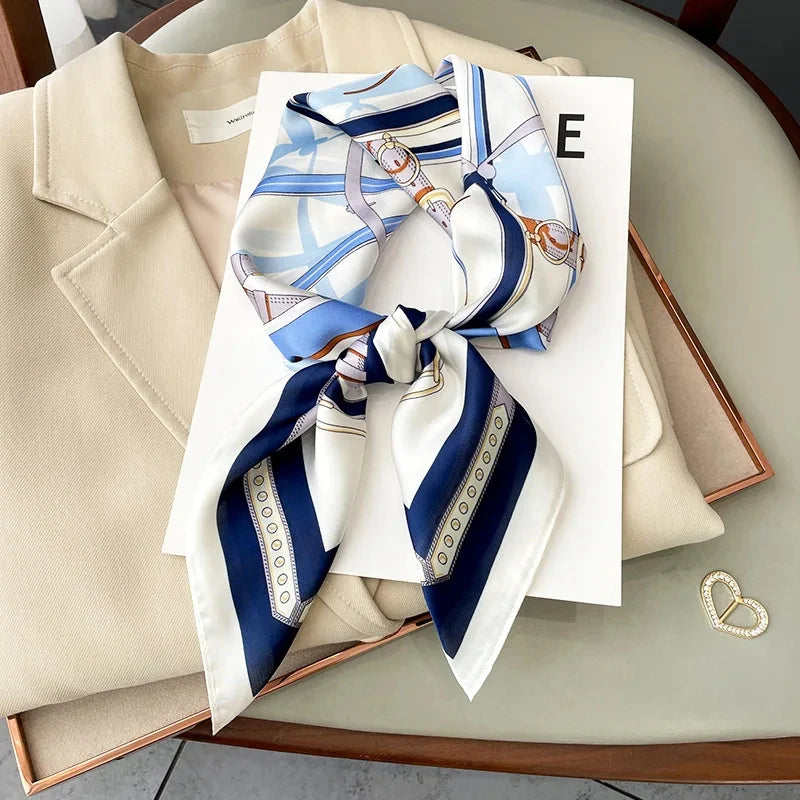 New Fashion 70X70cmPrinted Women's Scarf Pashmina Silk Scarf Square Shawl Decorative Headband Neck Luxury Design Bandana
