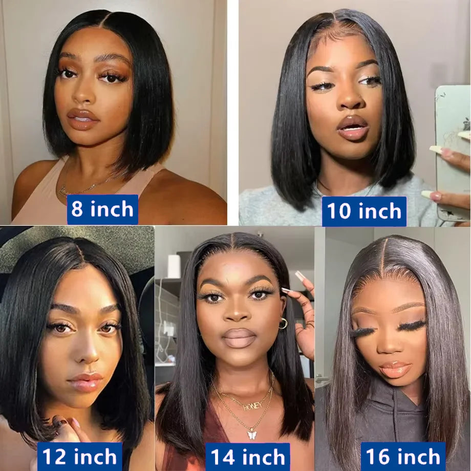 Bone Straight Bob Wigs Human Hair Pre Plucked Transparent Lace Frontal Wig Cuticle Aligned 100% Human Hair 13x4 Short Bob Wigs