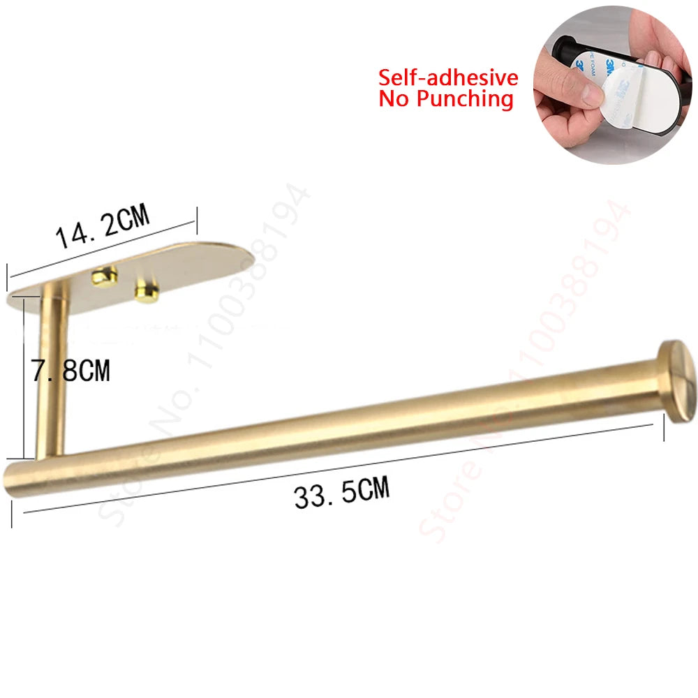 Toilet Towel Paper Wall Mount Holder Adhesive Black Silver Kitchen Roll Paper Stand Hanging Napkin Rack Bathroom Accessories WC