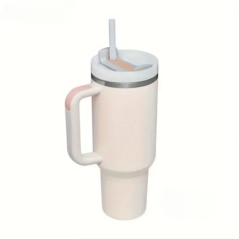 40oz 1200ML umbler with Handle Straw Double Wall Thermal Travel Cup