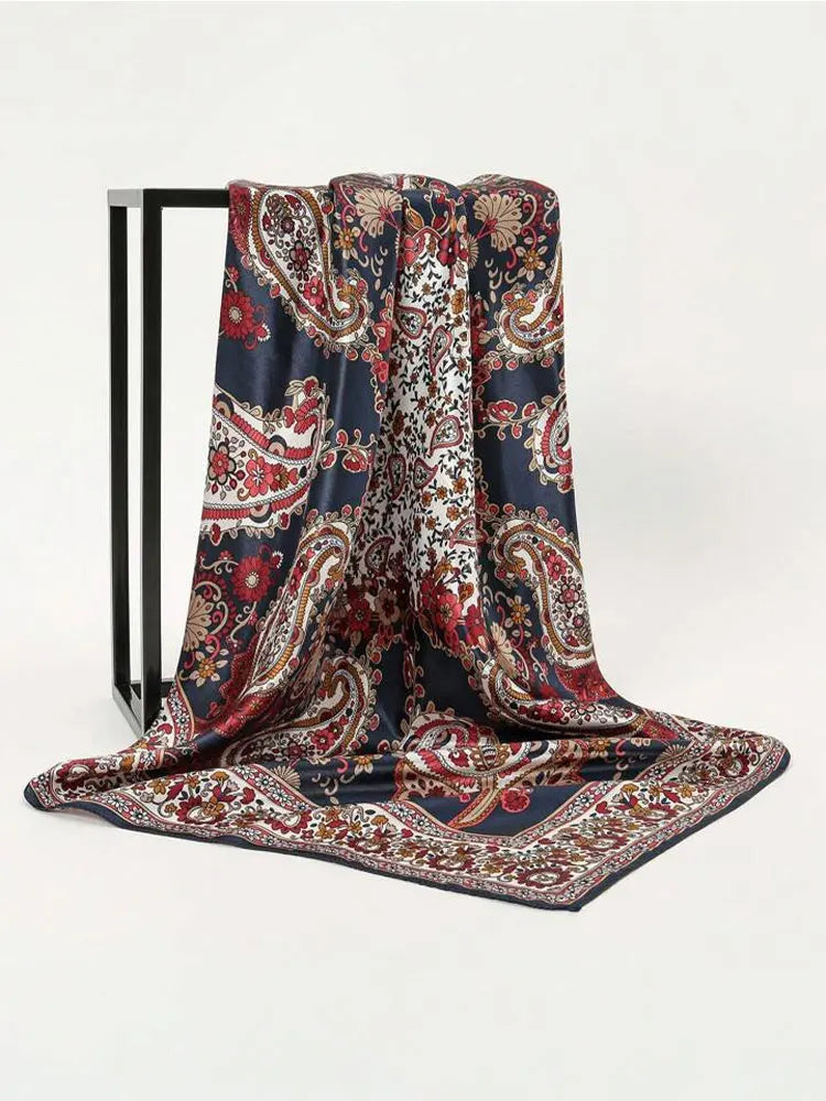 New Brand Print Headband Scarf Women Fashion 90*90cm Silk Satin Hijab Bandana Neckerhicef Sun Protection Shawl Wrap Headscarf