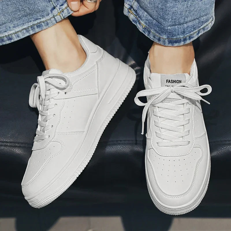 Men's Sneakers Casual Sports Shoes for Men Lightweight PU Leather Breathable Shoe Mens Flat White Tenis Shoes Zapatillas Hombre