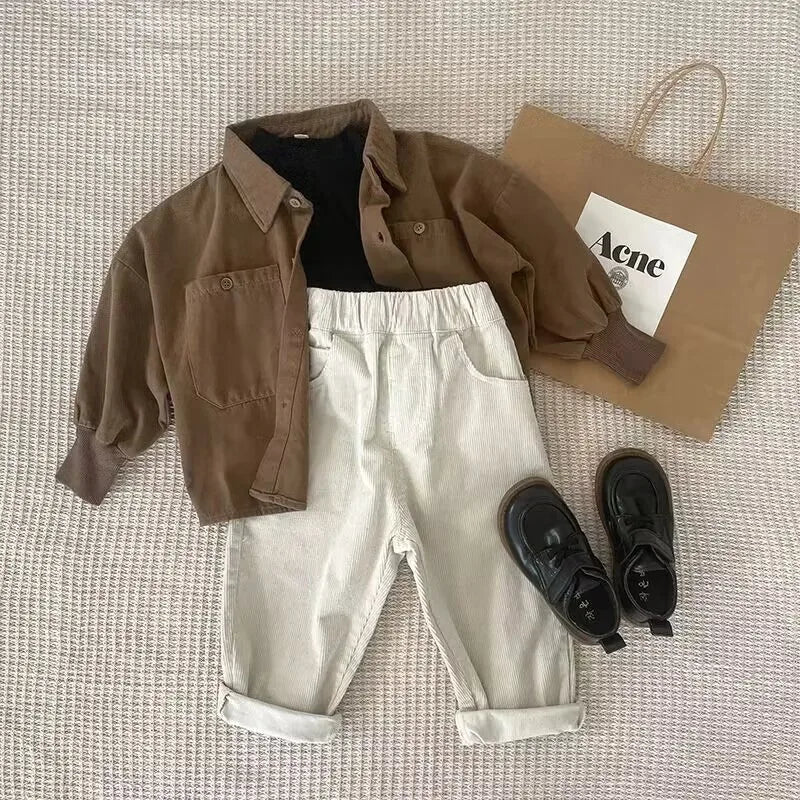 Toddler Boy 2 Piece outfits clothes longe sleeve Button Down Shirt+Pants For Boy