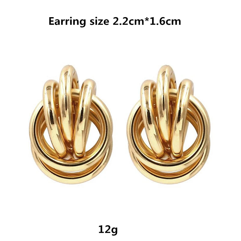 Earrings circle geometric twisted multi-layer twisted metal fashionable all-match ladies simple earrings banquet gift