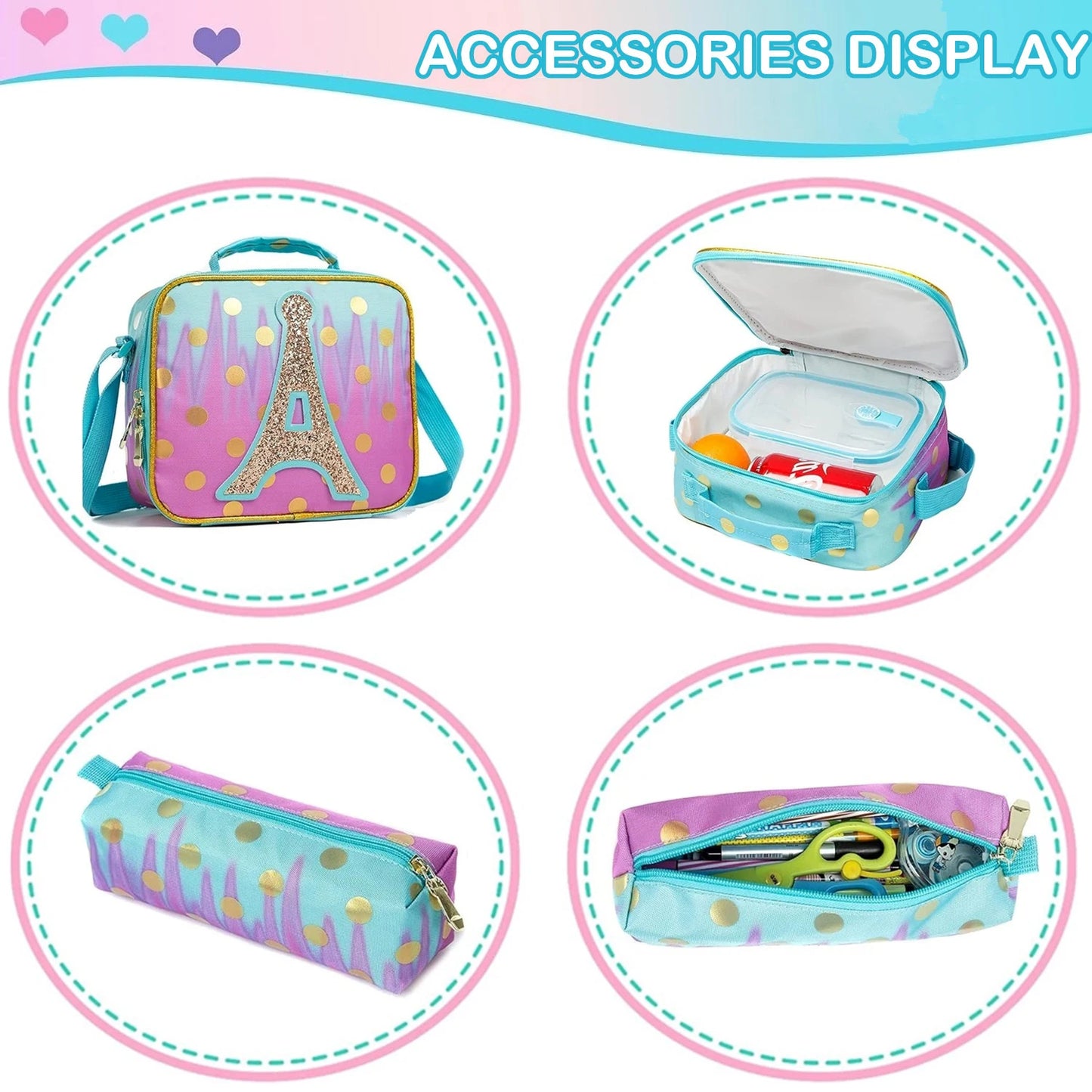 Children School Bags Kids Backpack Set in Primary Schoolbag for Teenager Girls Sequin Tower School Bags Waterproof Book Bags