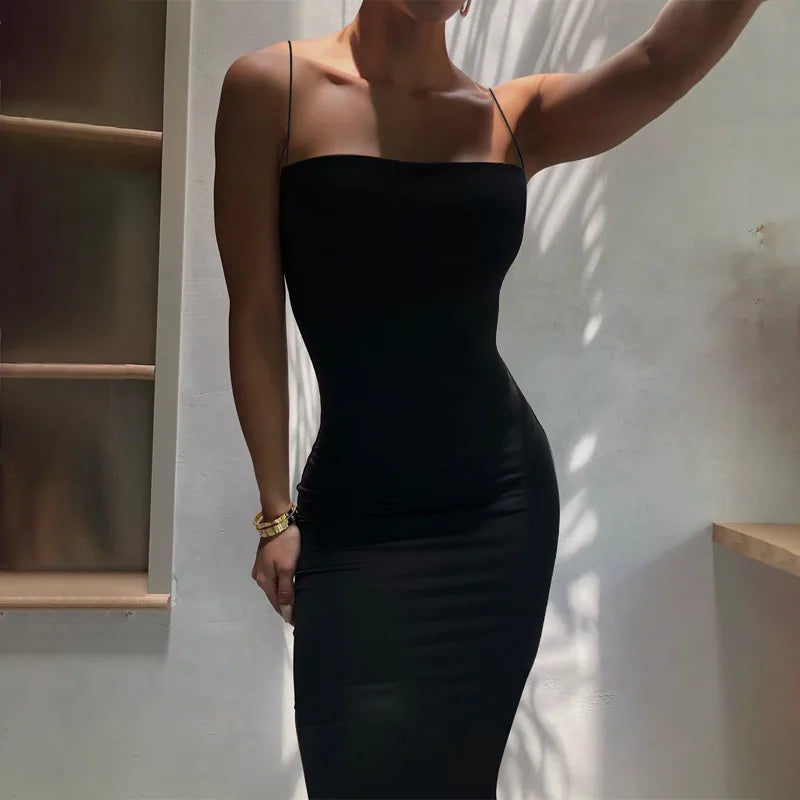 Women Strap Midi Bodycon Dress Elegant Fashion Women Dress