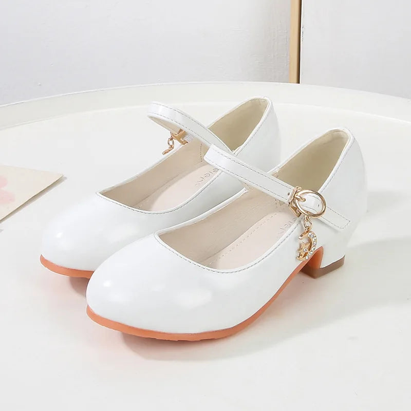 High Heels Girls' Shoes Formal Occasion Children Bridesmaid Ceremony Princess Party Sandals for Girls White Black School Sandal