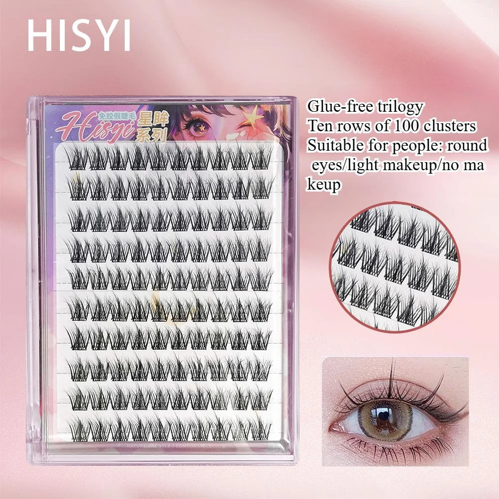 HISYI Glue-free false eyelashes, star eye glue-free series, segmented extensions, easy to use, and multiple styles