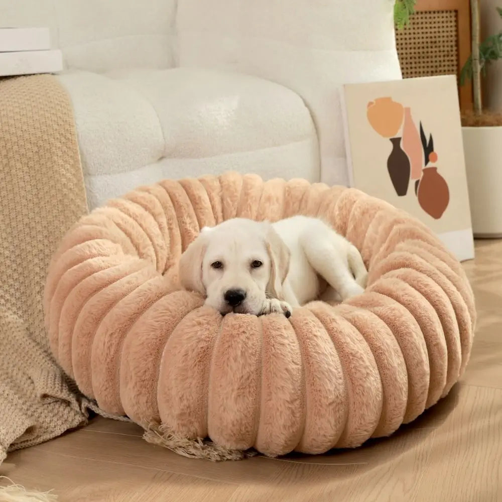 Pet Accessories Thickened Dog Warm Bed Soft Comfortable Donut Dog Bed Plush Dog Nests Round Pet Sleeping Bed Indoor