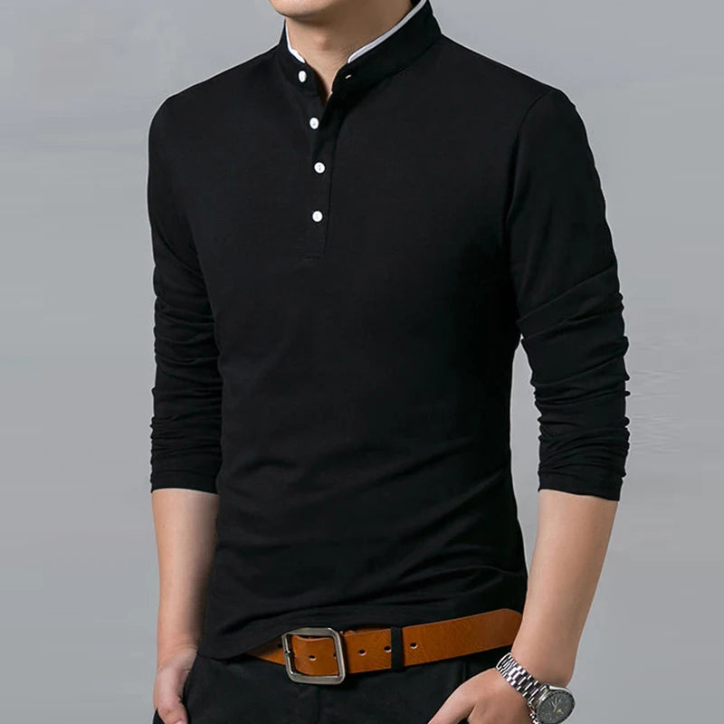 Men Long Sleeve Polo T-shirt Comfortable Top