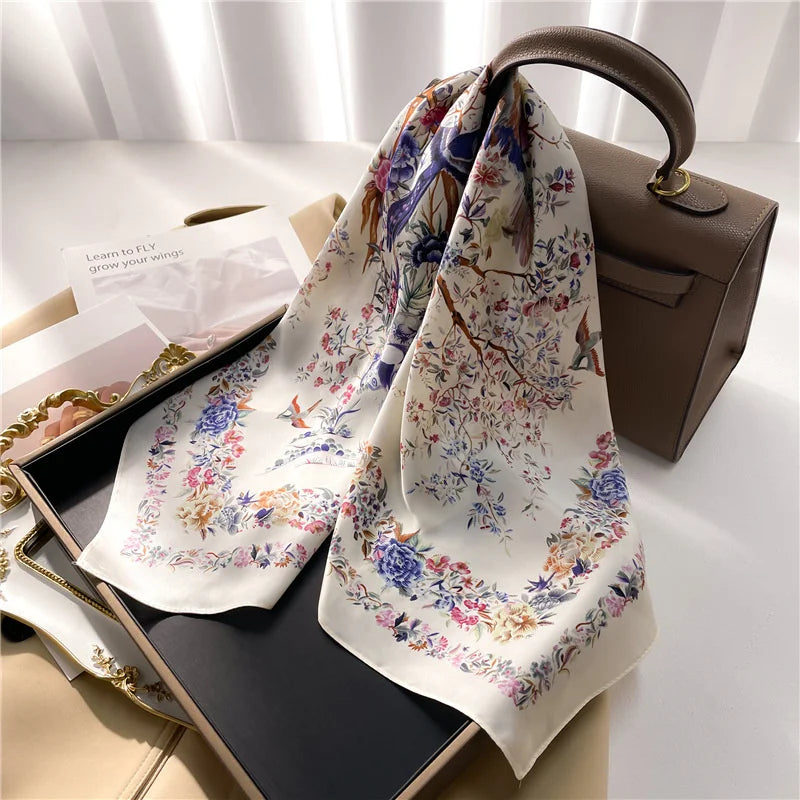 New Fashion 70X70cmPrinted Women's Scarf Pashmina Silk Scarf Square Shawl Decorative Headband Neck Luxury Design Bandana