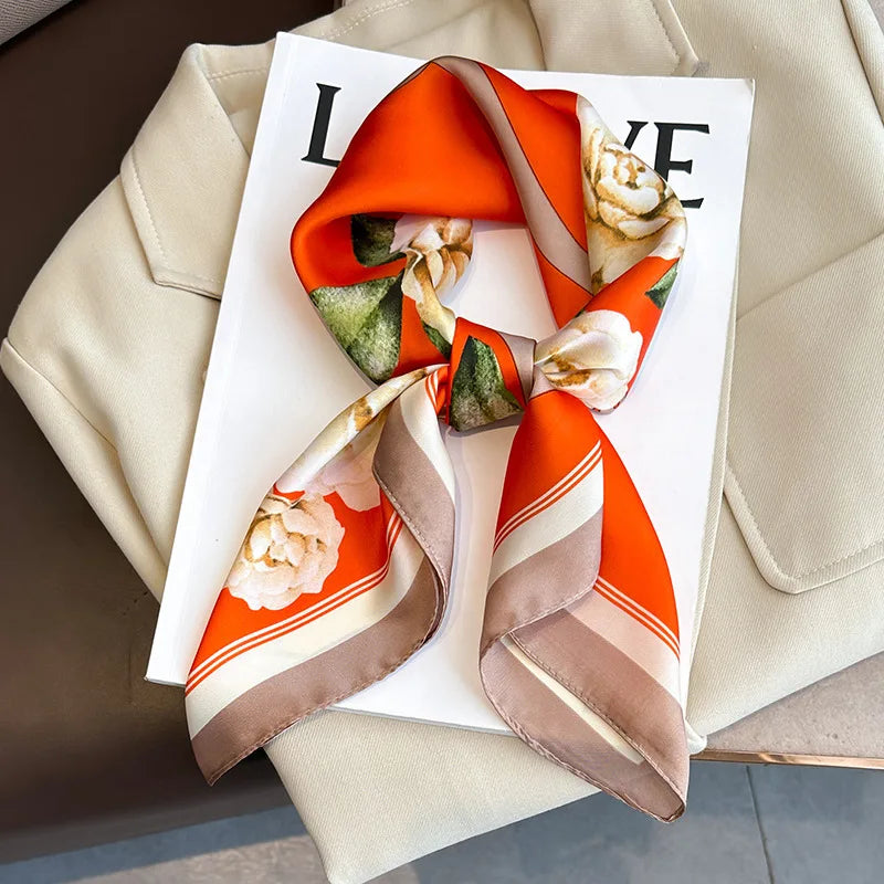 New Fashion 70X70cmPrinted Women's Scarf Pashmina Silk Scarf Square Shawl Decorative Headband Neck Luxury Design Bandana
