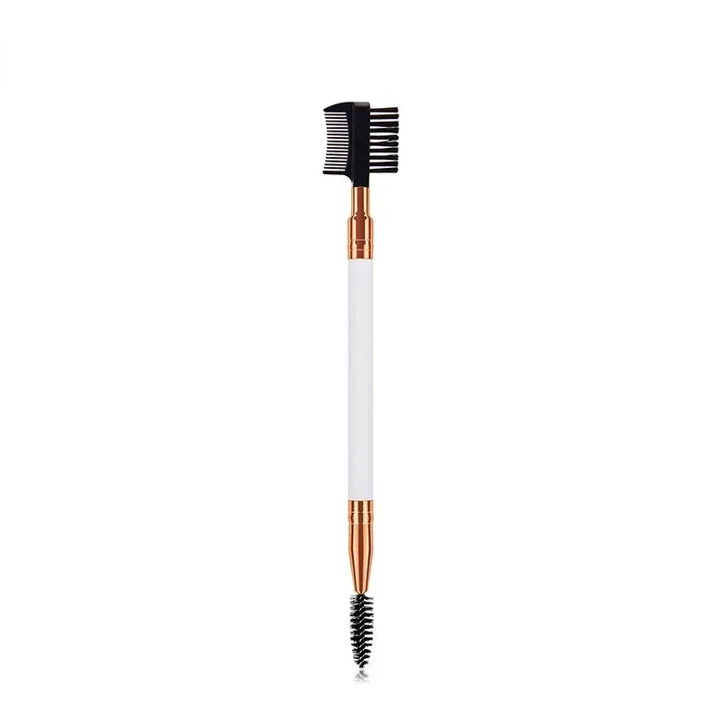 Double Ended Wood Handle Eyebrow Brush Eyelash Brush 2 In 1 Professional Makeup Brush Eyelash Spiral Diagonal Corner Brush