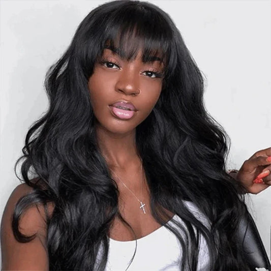 3x1 Middle Part Lace Wig Body Wave Wigs Natural Human Hair Wig with Bangs for Women 200% Density