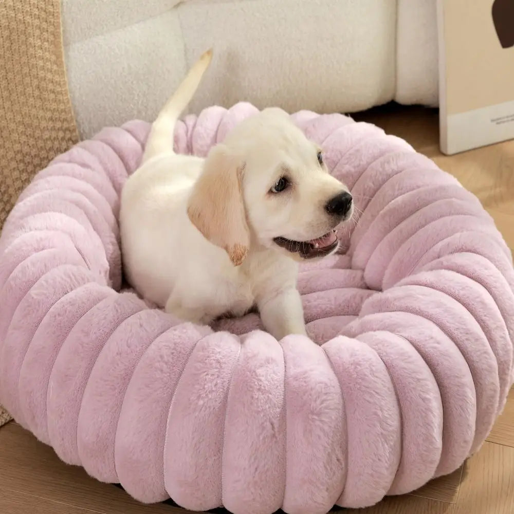Pet Accessories Thickened Dog Warm Bed Soft Comfortable Donut Dog Bed Plush Dog Nests Round Pet Sleeping Bed Indoor