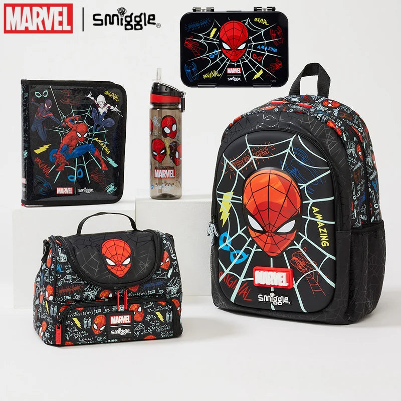 Marvel Spider-man Backpack Student School Bag Lunch Bag Lunch Box Wallet Pencil Box Water Cup for kids