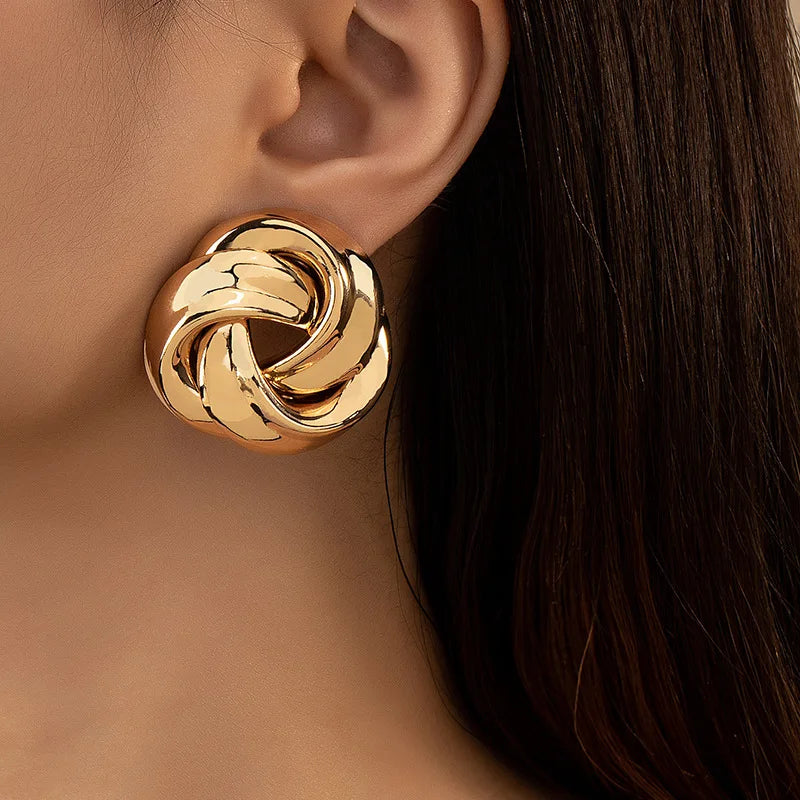Earrings circle geometric twisted multi-layer twisted metal fashionable all-match ladies simple earrings banquet gift
