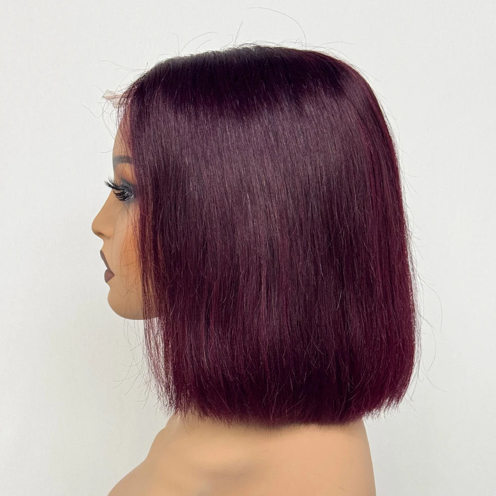 Double Drawn Bone Straight 100% Human Hair Wig 2x6 Lace Clsoure Colored 250% Density Short Bob Remy Hair Wigs for Black Women