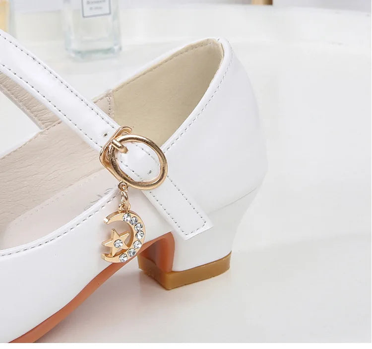 High Heels Girls' Shoes Formal Occasion Children Bridesmaid Ceremony Princess Party Sandals for Girls White Black School Sandal