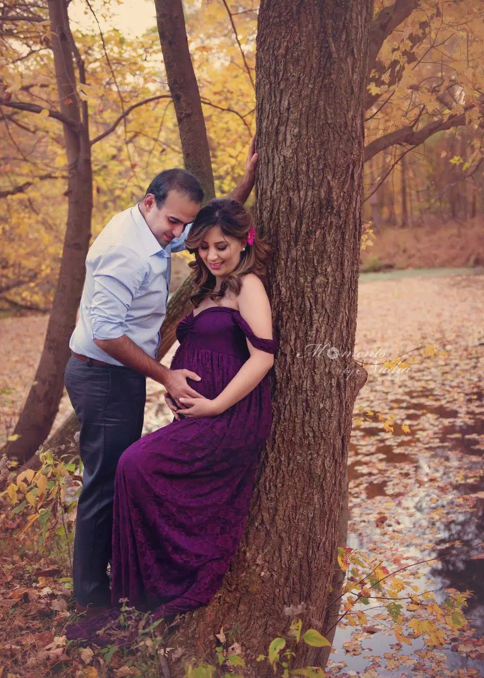 Lace Maternity Maxi Dress with Flutter Sleeves
