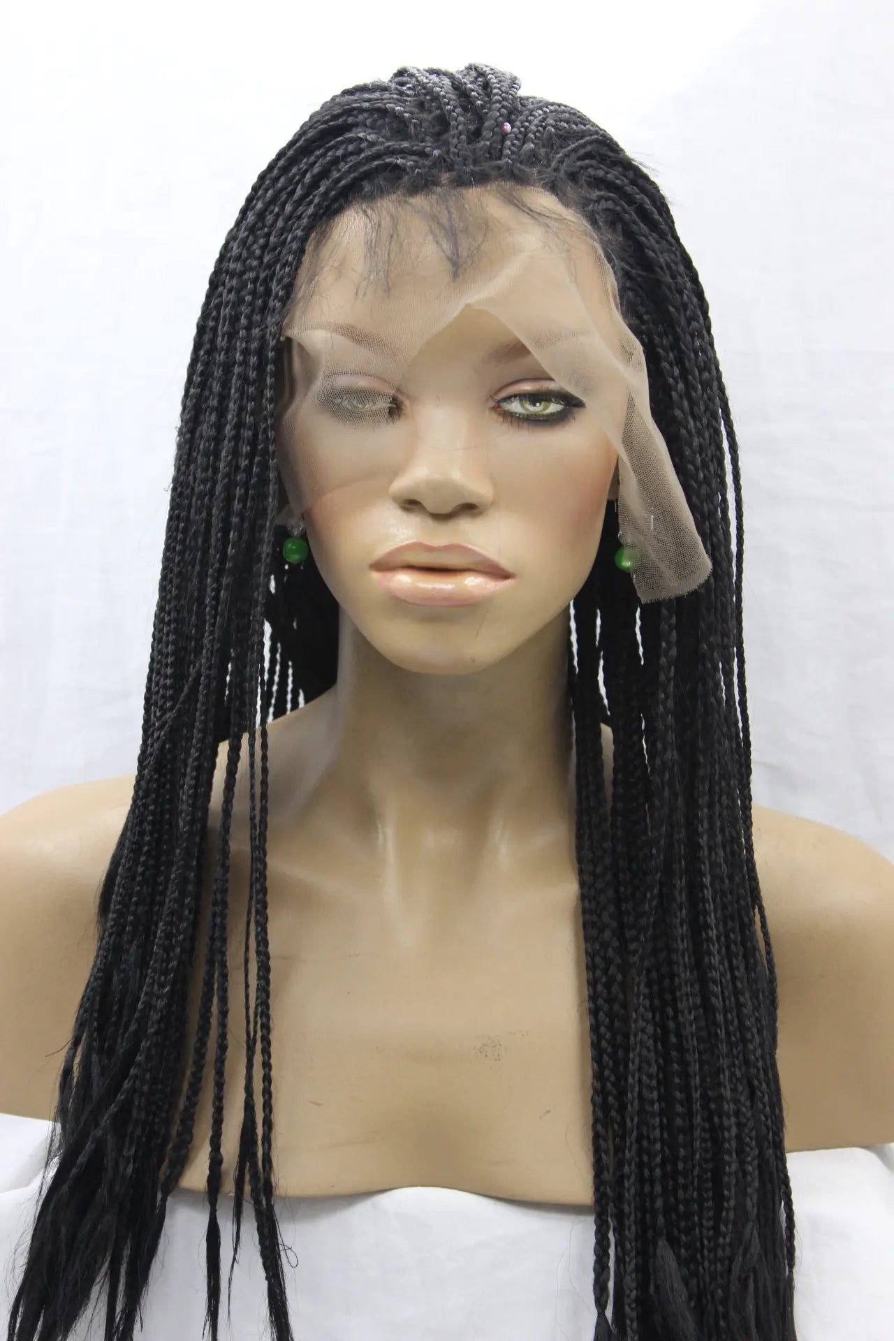 Black Braided Wig with Lace Front (Synthetic Hair)