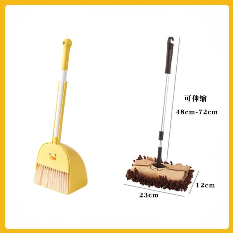 3-Piece Mop Set with Duck Broom and Dustpan for Kids