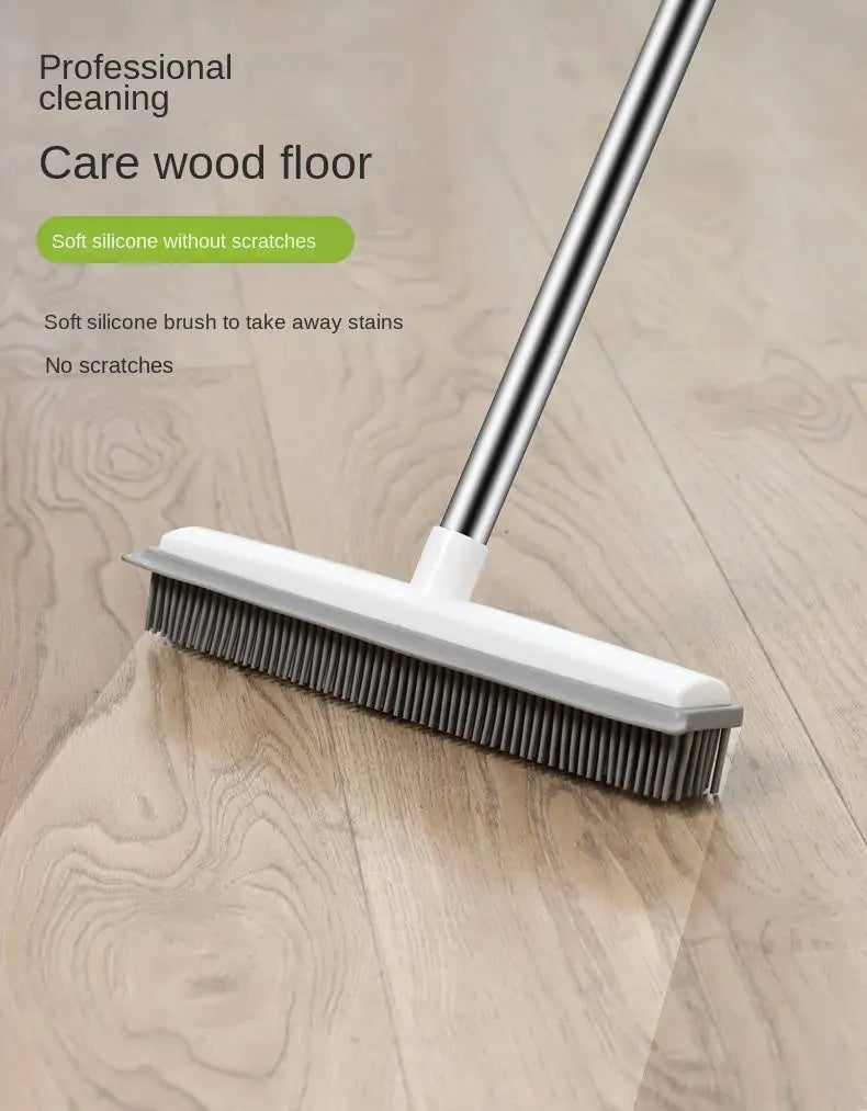 1pc Pet Hair Removal Rubber Broom with Squeegee Handle