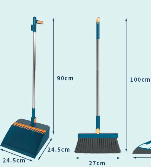 Broom, Dustpan & Squeegee Combo Set with Long Handles
