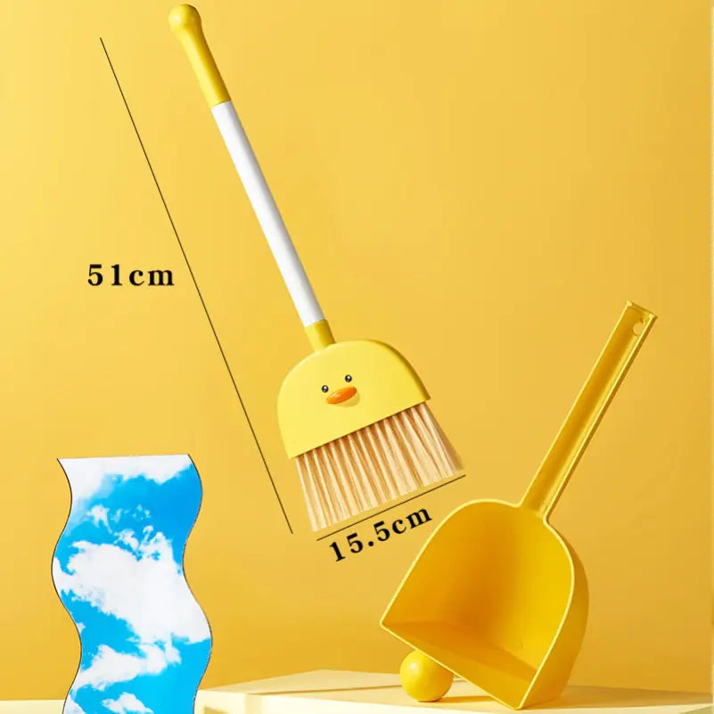 3-Piece Mop Set with Duck Broom and Dustpan for Kids