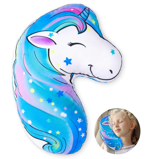 FIODAY Seat Belt Cover Pad for Kids Unicorn Seatbelt Pillow Soft Seat Belt Cover Car Pillow Toddler Travel Seat Strap Pad Neck Support for Girls Boys Aqua Green