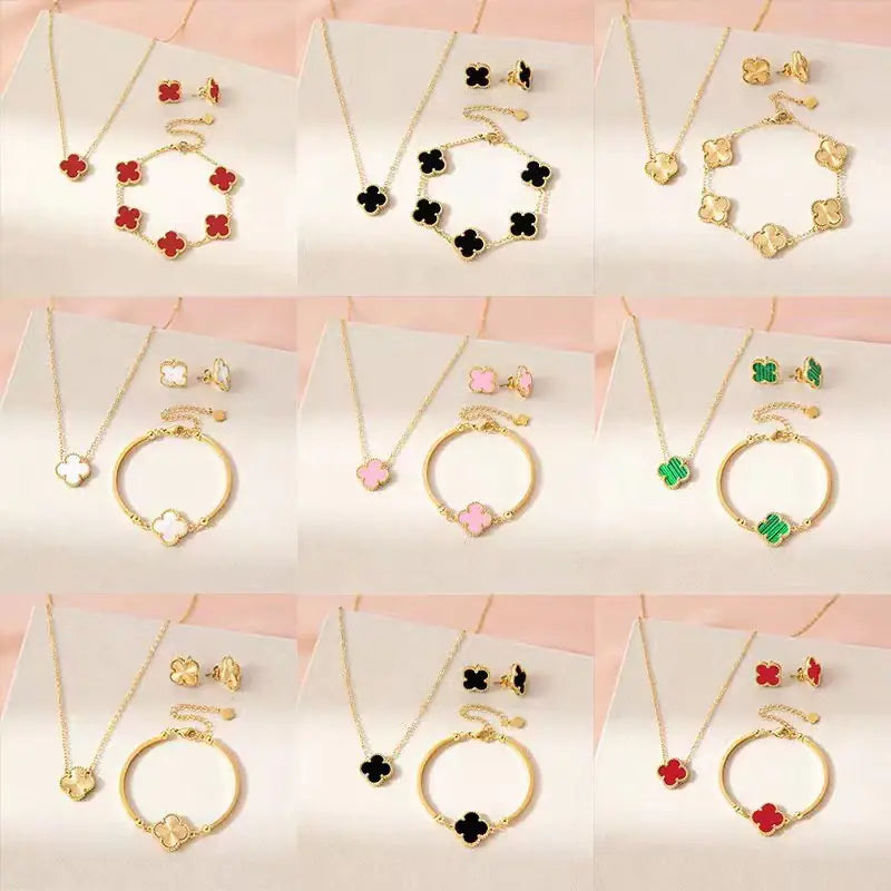 Fashionable Stainless Steel Double-Sided Clover Necklace