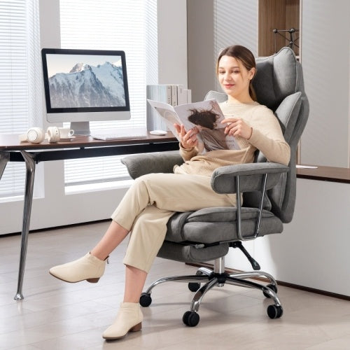 HOMCOM Leathaire Reclining Office Chair With Lumbar Support Pillow