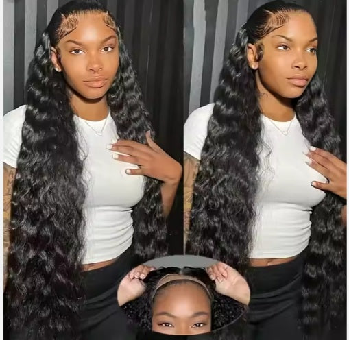 Glueless Wigs Human Hair Pre Plucked Pre Cut 200 Density Transparent HD Lace Frontal Wigs Loose Deep Wave Wigs