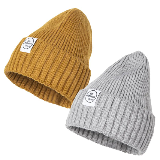 DASMINI Baby Beanie Toddler Winter Hat Infant Babies Newborn Kids Beanies Knit Hats Girl Boy (Brown+Grey 3-10T)
