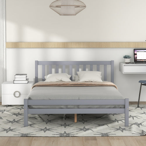Wooden Bed Frame, Double Bed 4ft6 Solid Wooden Bed Frame, Bedroom Furniture For Adults, Kids, Teenagers, 135 X 190 Cm