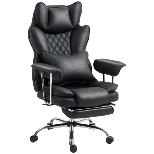 HOMCOM Leathaire Reclining Office Chair With Lumbar Support Pillow