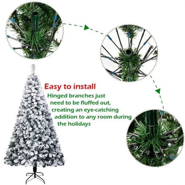 6FT PVC Flocking Christmas Tree 750 Branches Automatic TreeYS
