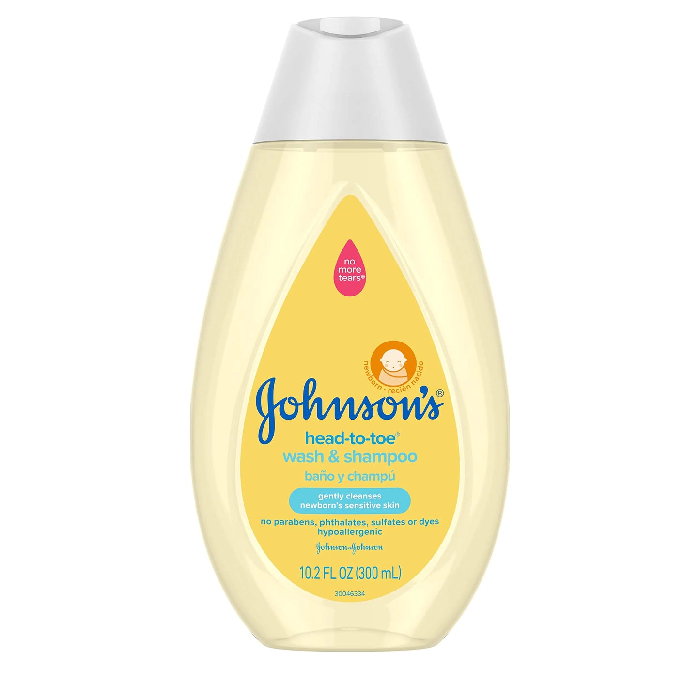 Johnsons Baby Head-to-Toe Gentle Baby Body Wash & Shampoo Tear-Free Sulfate-Free & Hypoallergenic Bath Wash & Shampoo for Babys Sensitive Skin & Hair Washes Away 99.9% of Germs 10.2 fl. oz