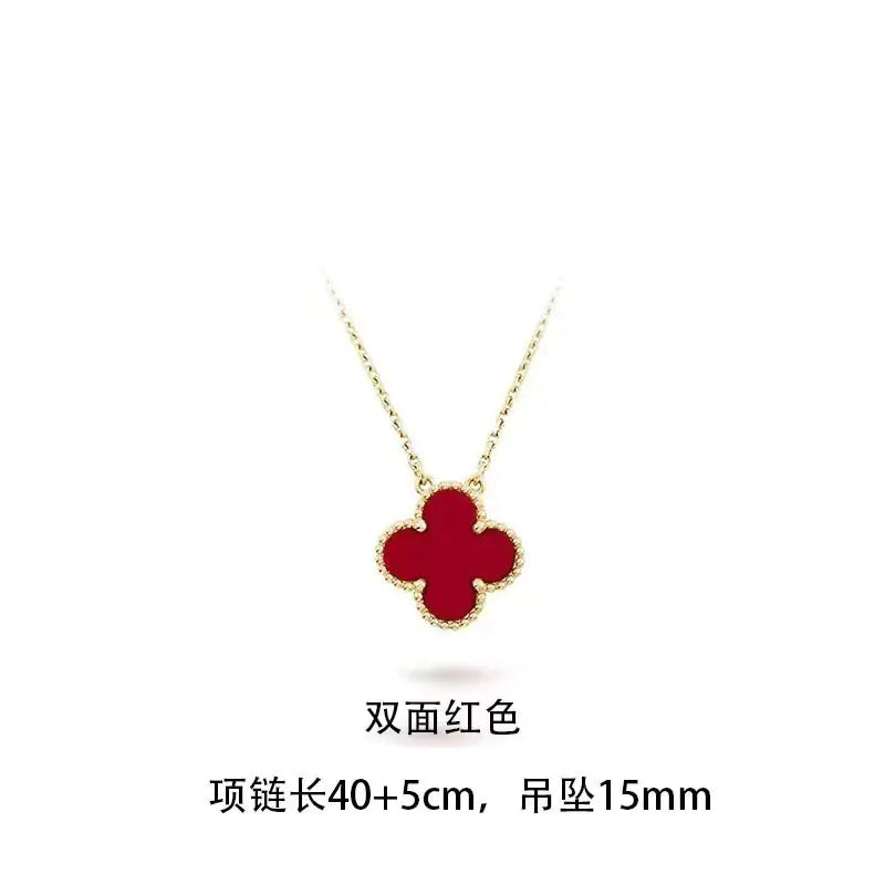 Fashionable Stainless Steel Double-Sided Clover Necklace