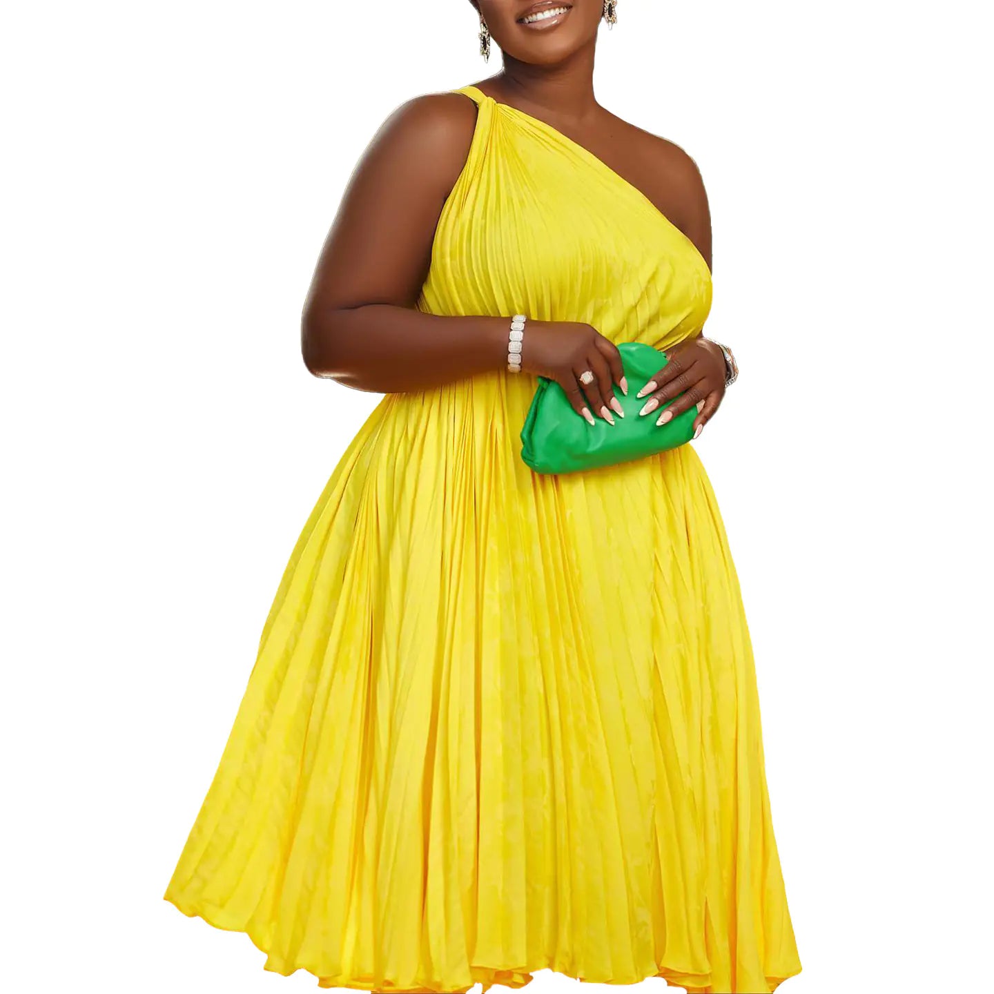 Plus Size Elegant Ruffle One Shoulder Mini Dress