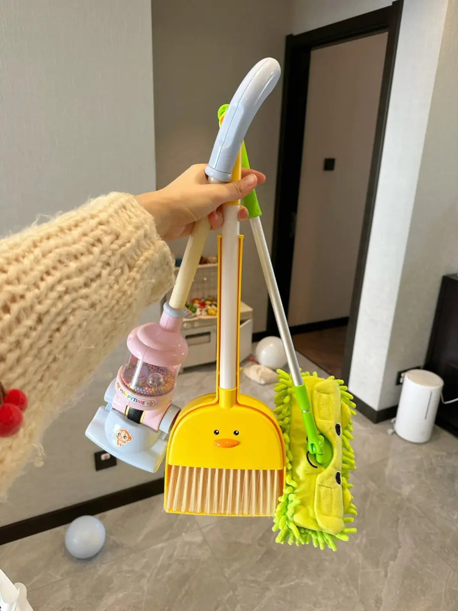 3-Piece Mop Set with Duck Broom and Dustpan for Kids