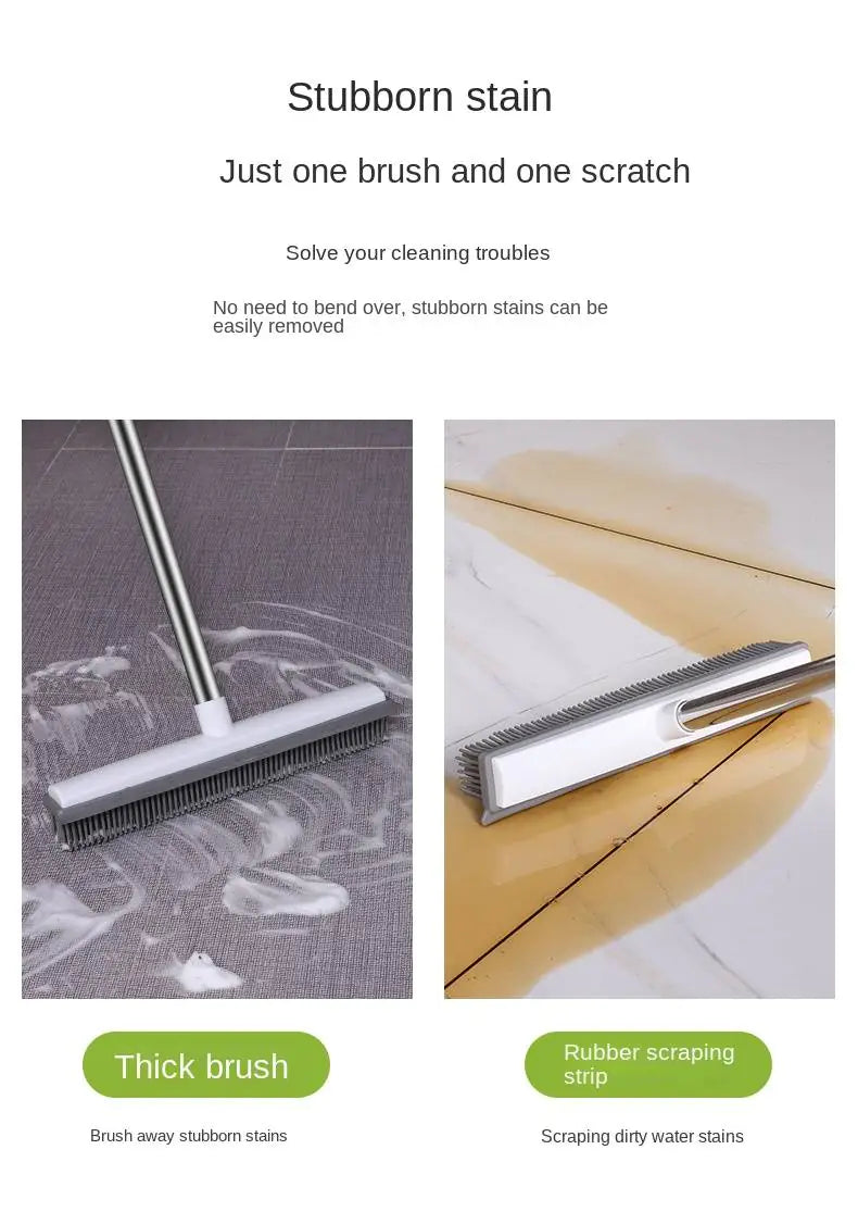 1pc Pet Hair Removal Rubber Broom with Squeegee Handle