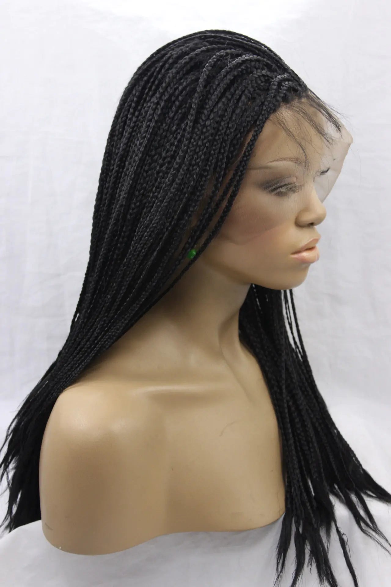 Black Braided Wig with Lace Front (Synthetic Hair)
