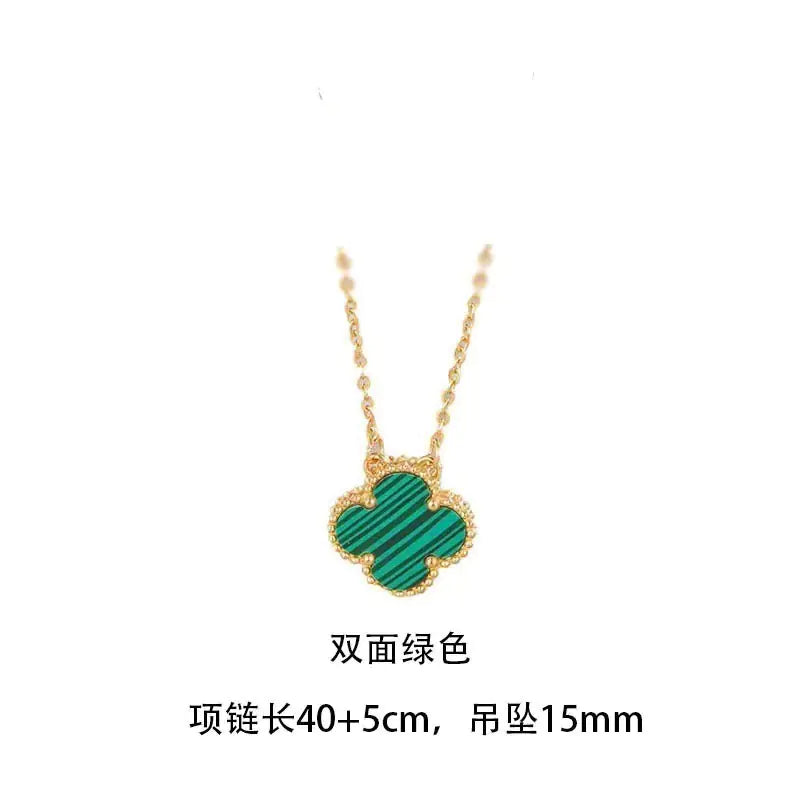 Fashionable Stainless Steel Double-Sided Clover Necklace