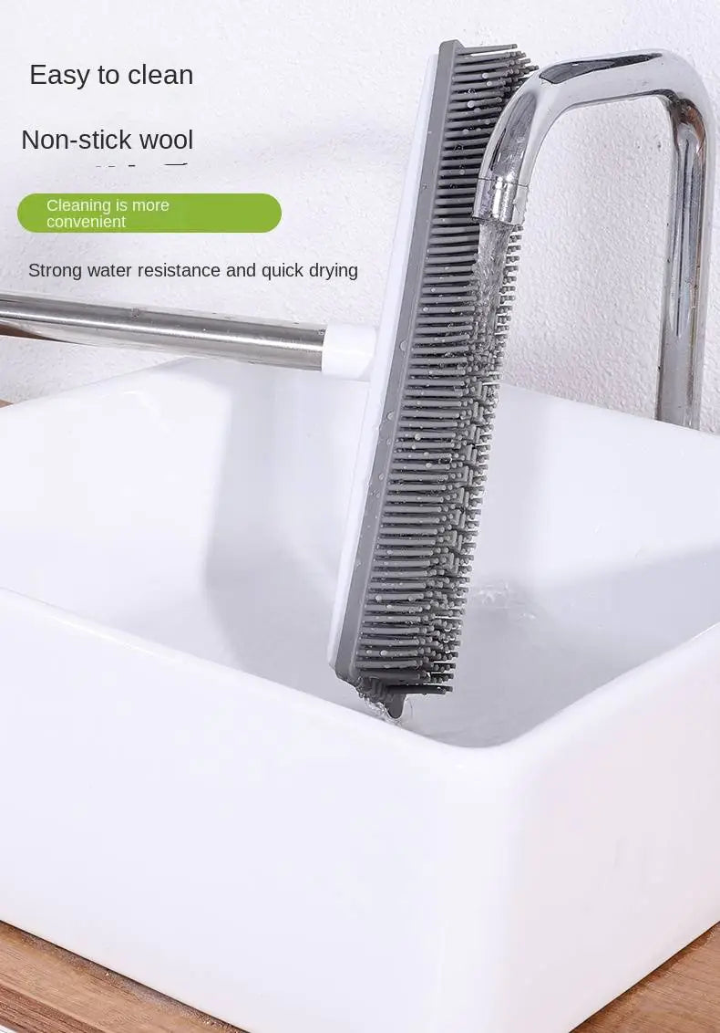 1pc Pet Hair Removal Rubber Broom with Squeegee Handle