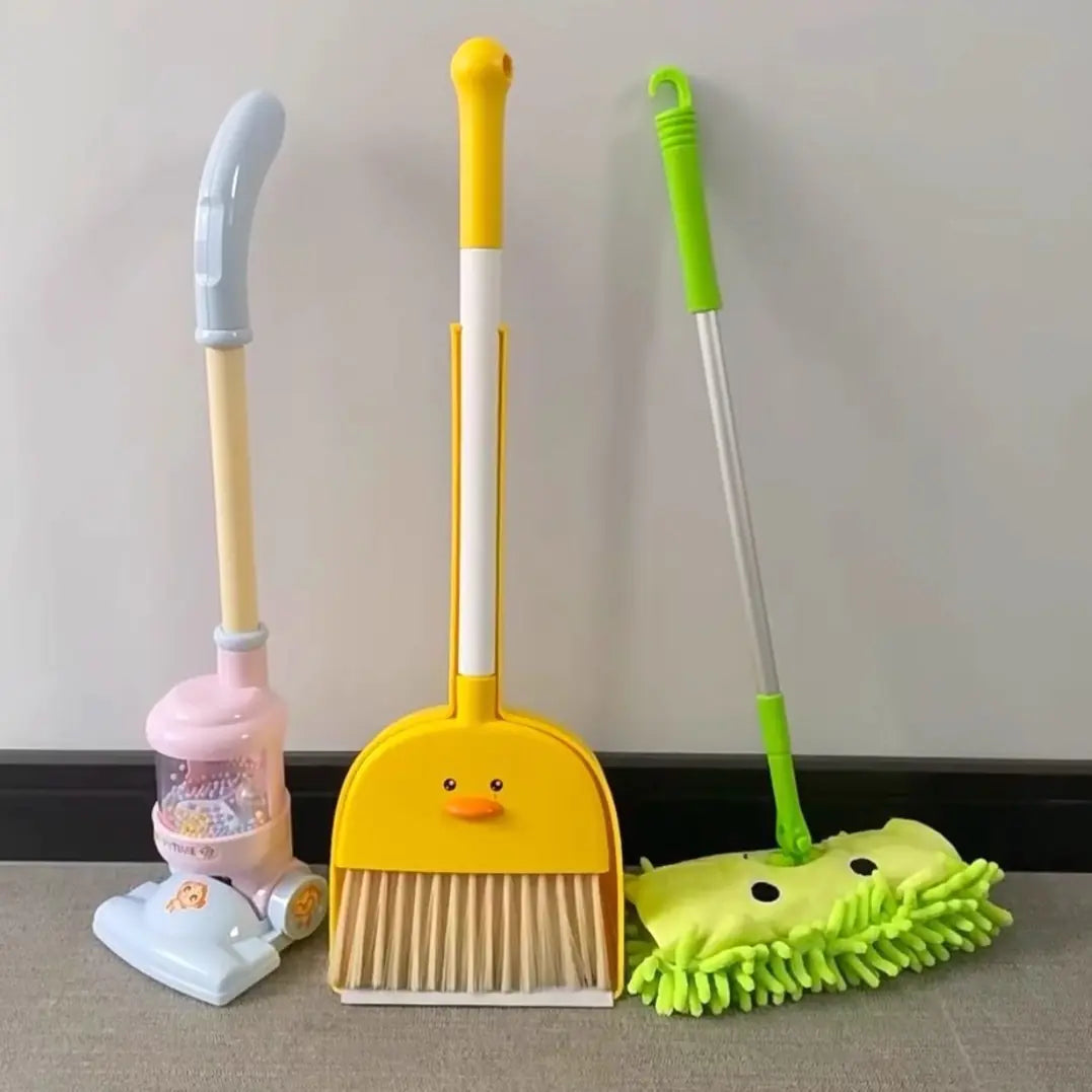 3-Piece Mop Set with Duck Broom and Dustpan for Kids