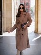Minimalist Long Sleeve Suit Collar Strap Woolen Coat Women's Clothing