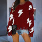 Lightning hole tassel pullover women's sweater