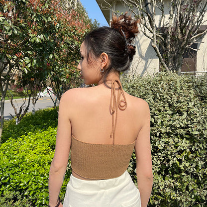 Knitted Sexy Sling Short Top Women's Sleeveless
