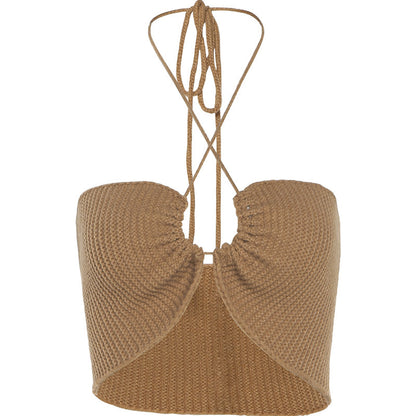 Knitted Sexy Sling Short Top Women's Sleeveless